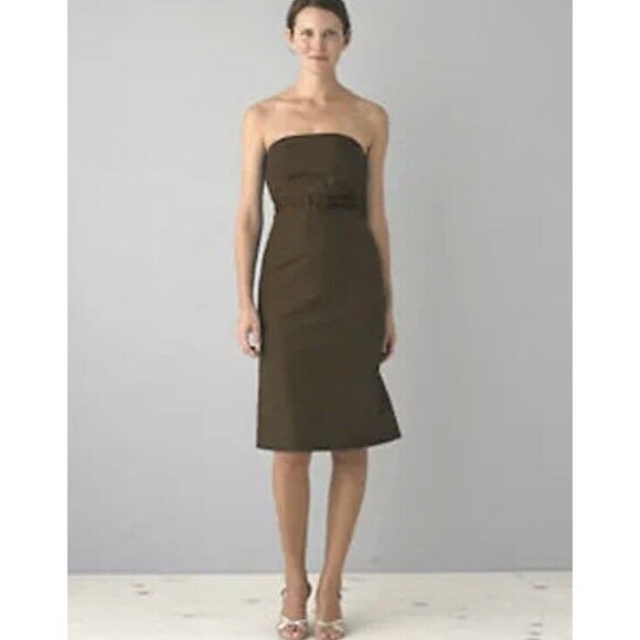 J.Crew Emma Silk Faille Dress T2 Tall Size 2 Brown Bow Party Formal Prom Wedding - Picture 1 of 14